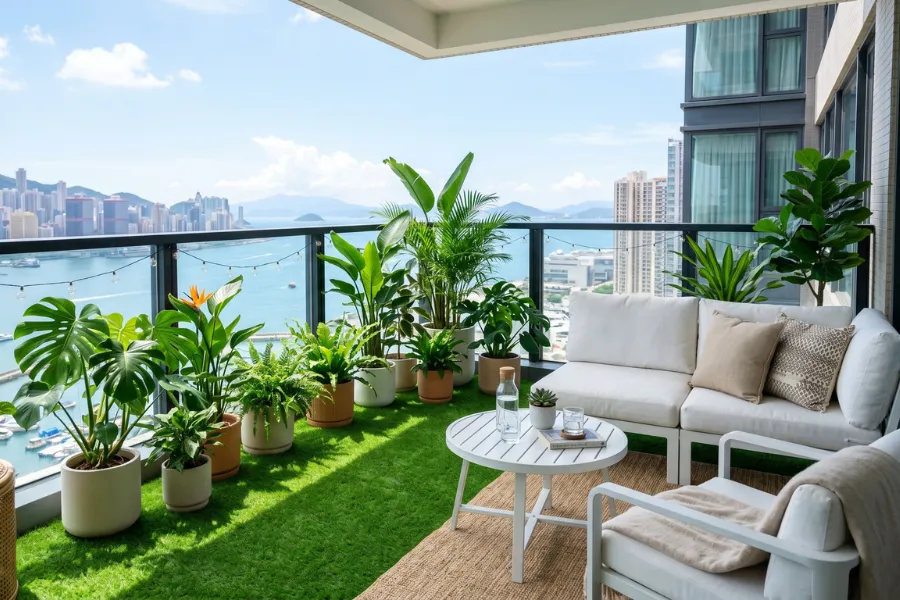 Artificial grass balcony makeover