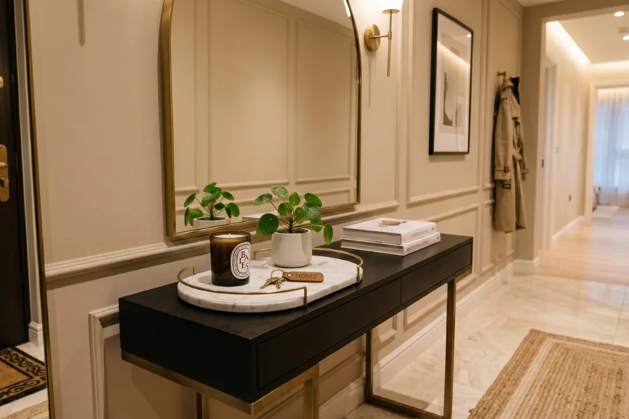 Decorative tray entry table