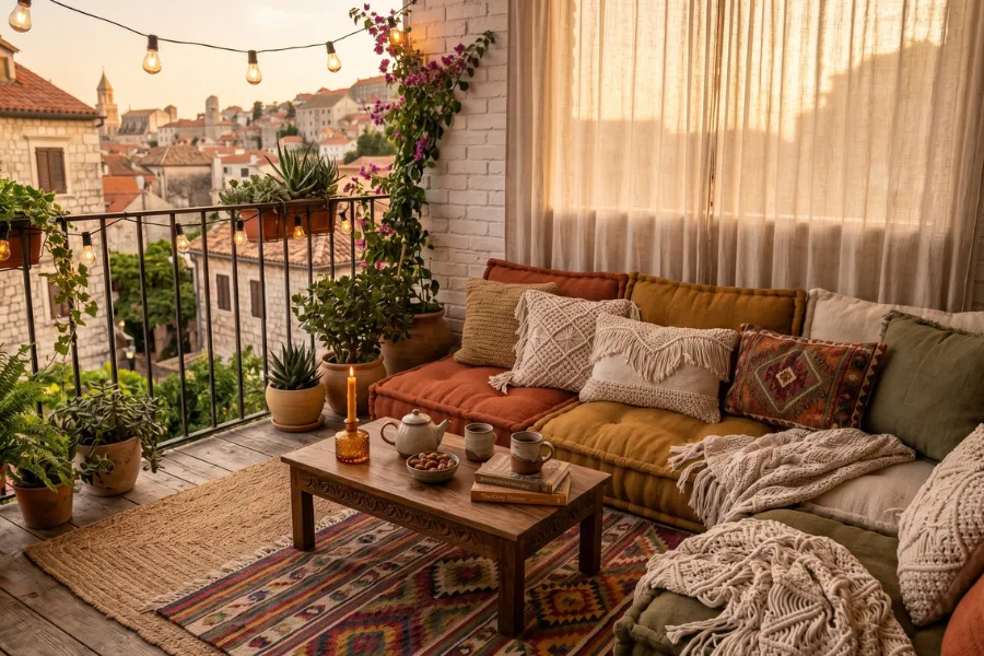 Budget balcony makeover seating area