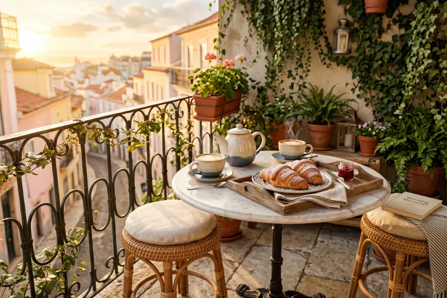 Budget balcony breakfast corner