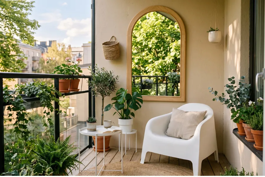 Mirror decor for balcony makeover