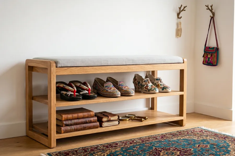 Apartment entrance shoe storage