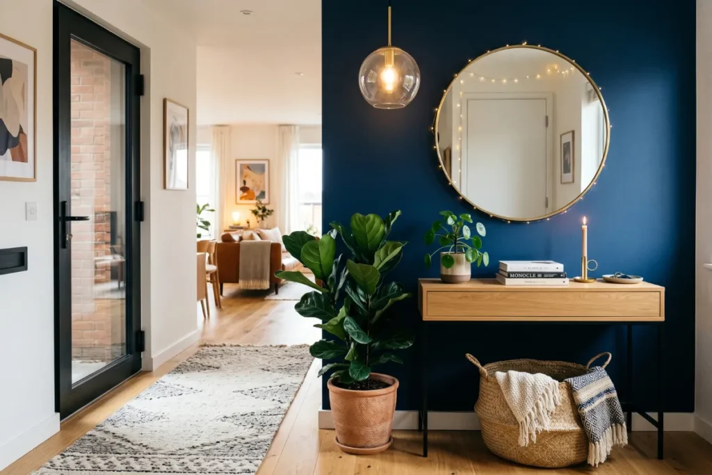 Budget entryway makeover with mirror and hooks
