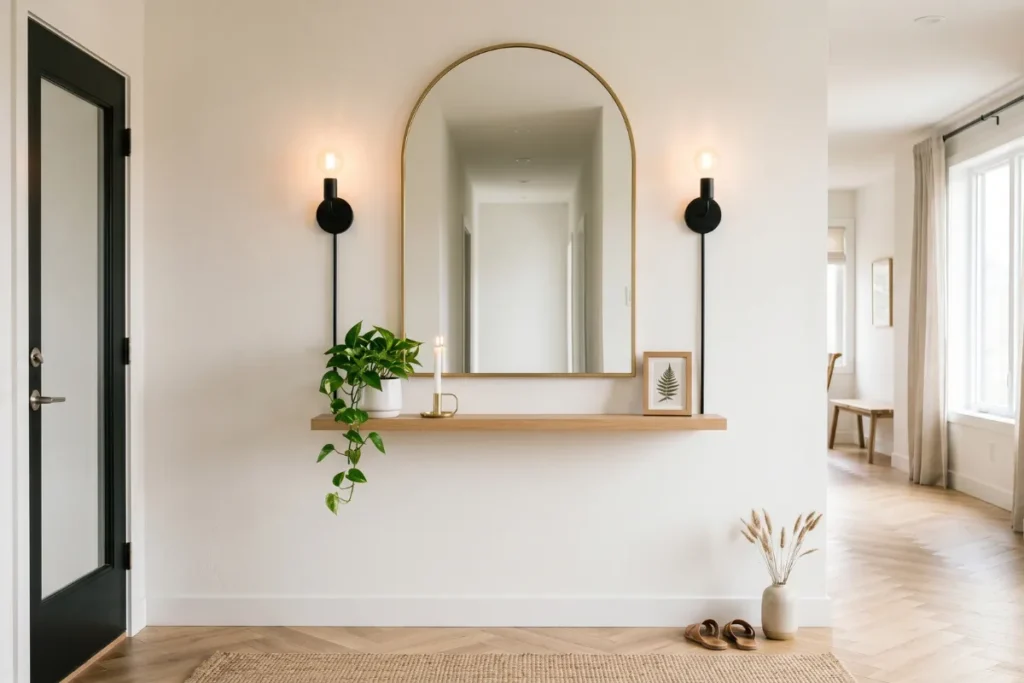 Entryway wall decor ideas with mirror