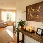 Home blessing decor ideas with candles and faith signs
