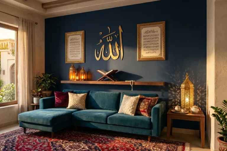 Islamic home decor ideas with Allah calligraphy wall