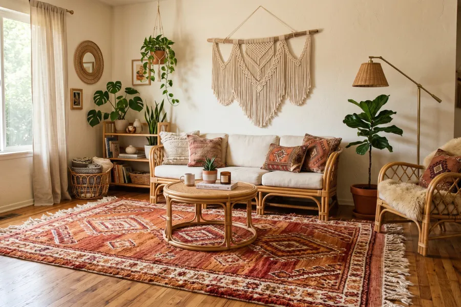 boho modern living room rug