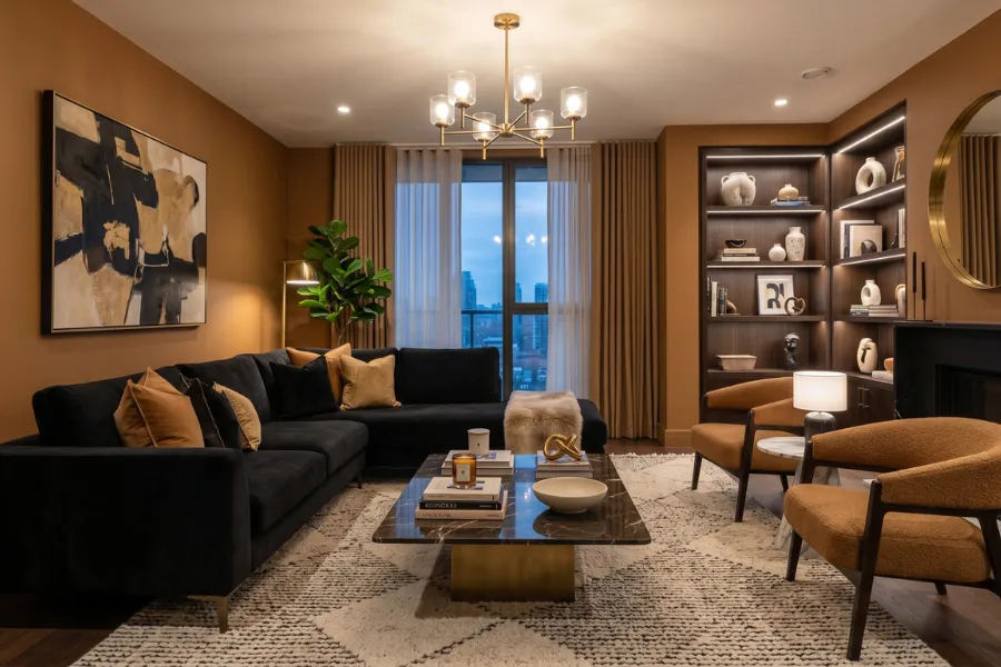 Caramel Black Sofa