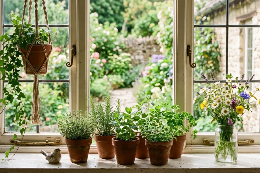 cottage interior plants flowers nature
