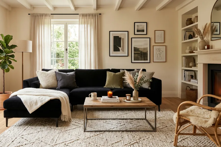 Cream Black Sofa