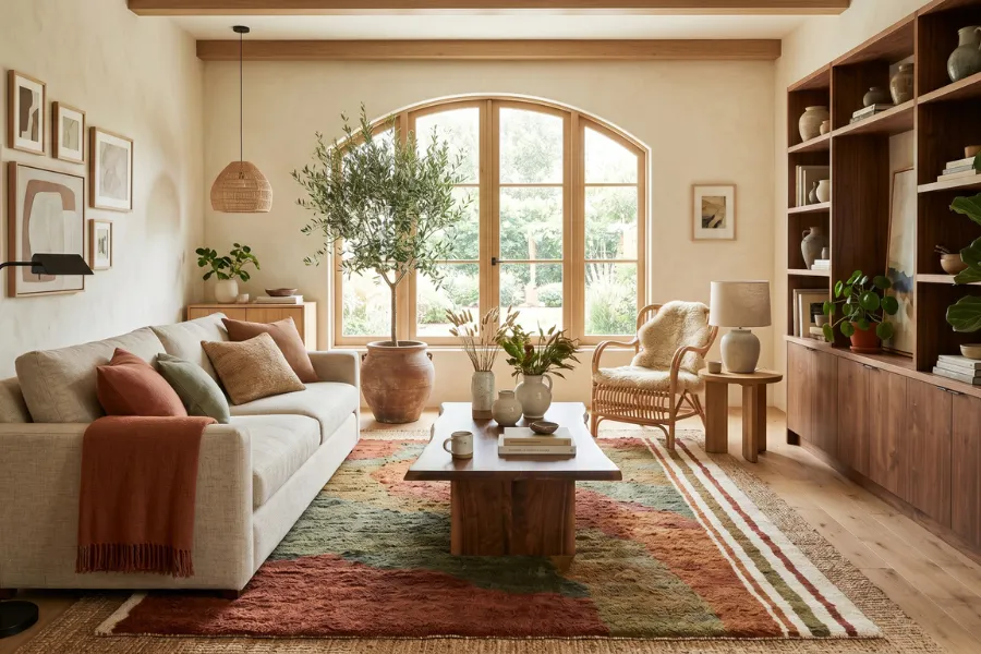 earth tone modern living room rug