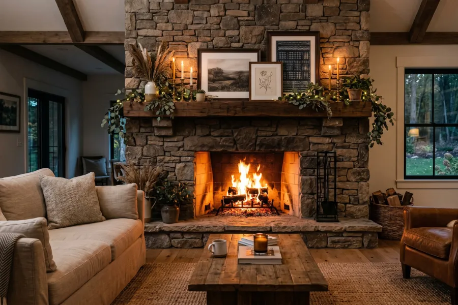 Farmhouse living room fireplace