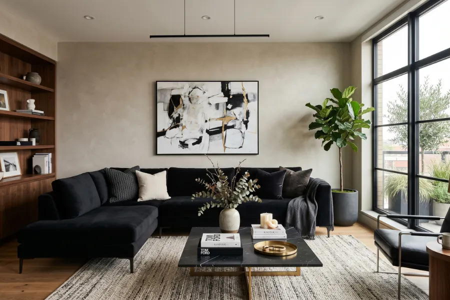 Greige Black Sofa