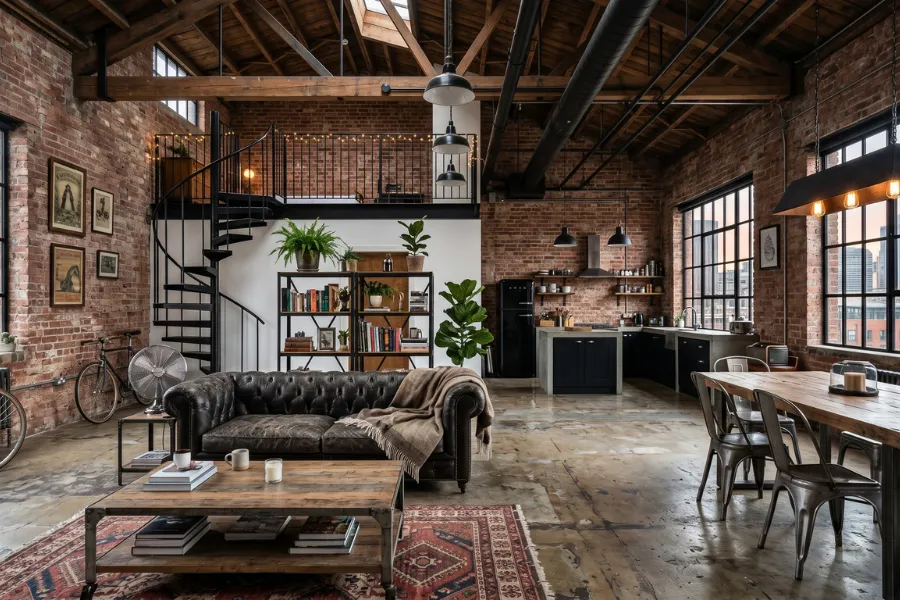 Industrial style living room