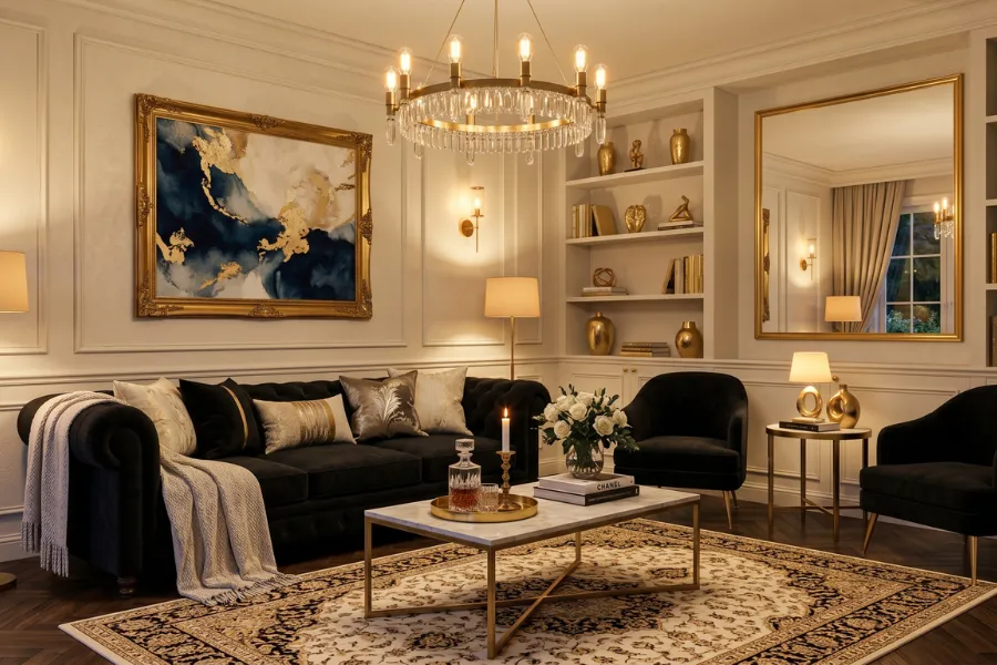 Ivory Black Sofa