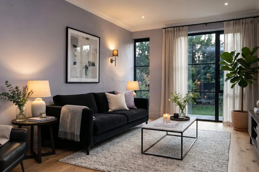 Lavender Gray Sofa