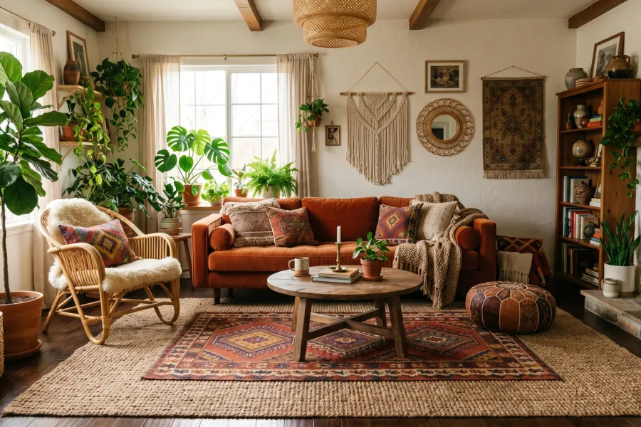 layered rug styling living room
