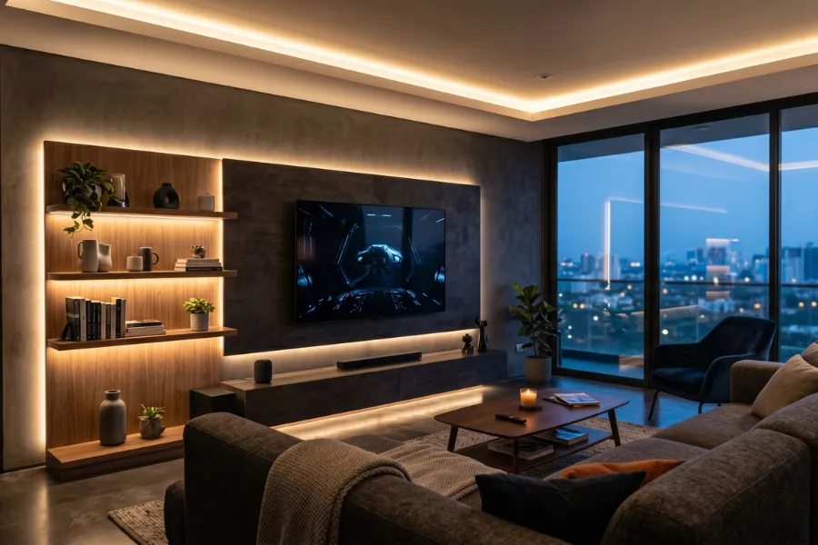 Hidden LED strip lighting design