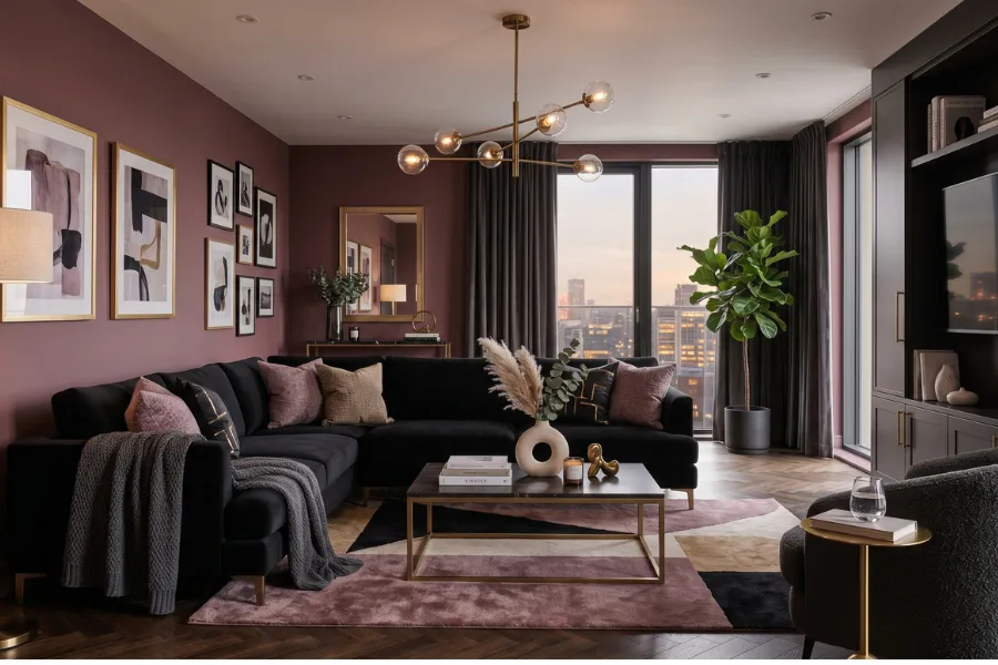 Mauve Black Sofa