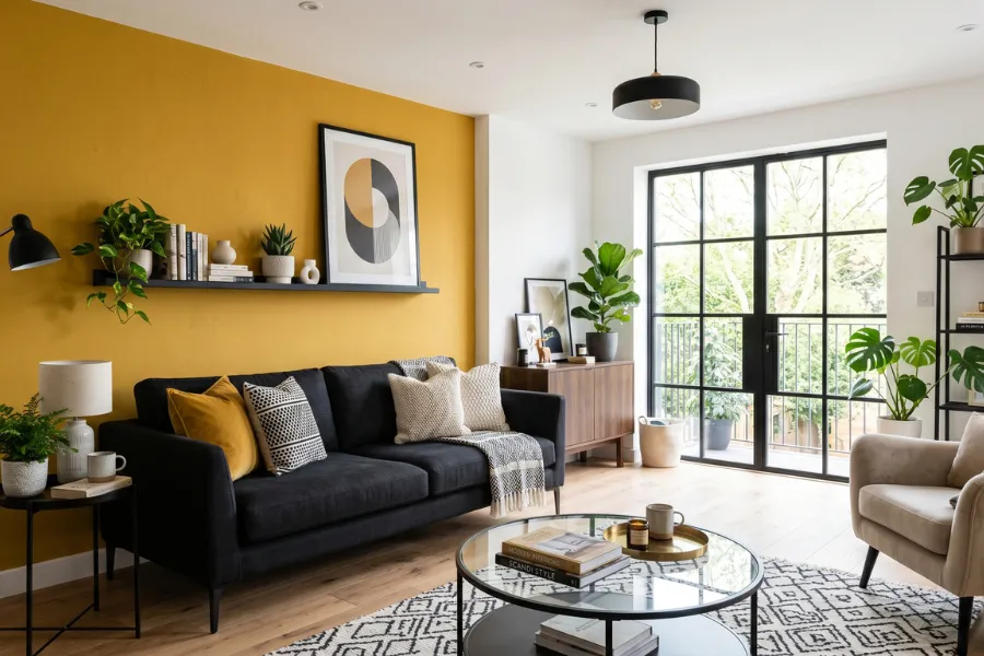 Mustard Black Sofa