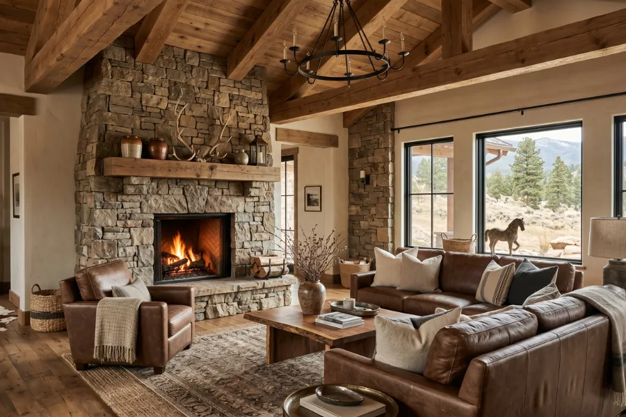 Natural ranch interior materials
