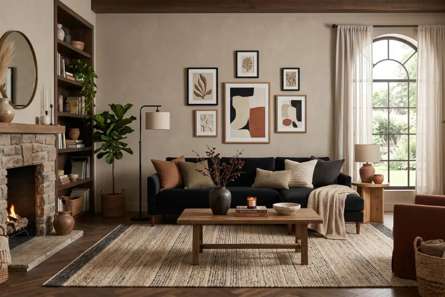 Taupe Black Sofa