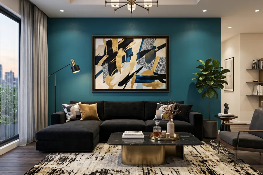 Teal Black Sofa