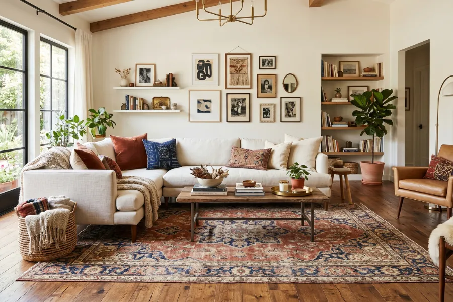 vintage inspired modern living room rug