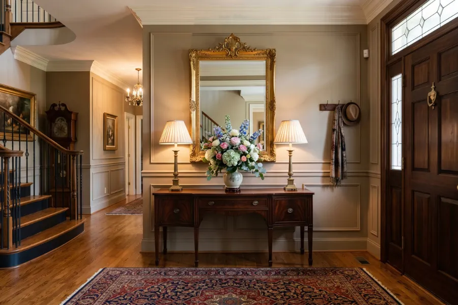 Welcoming traditional home entryway