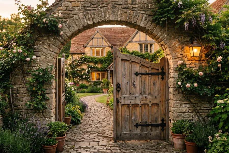 Wood stone gate