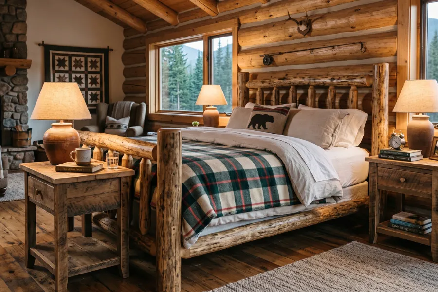 Cabin-style bedroom nightstands