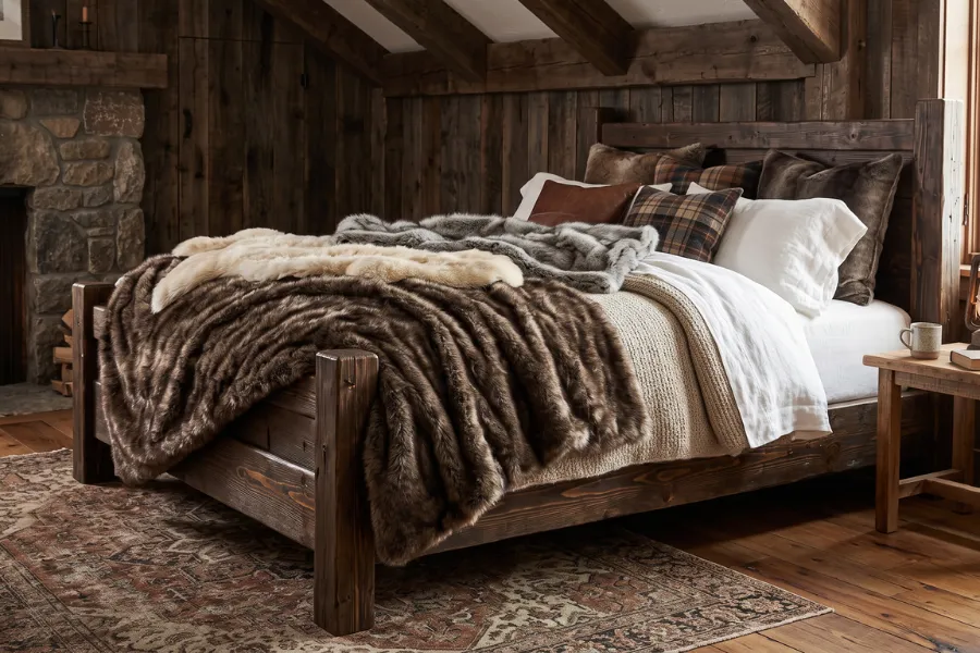 Faux fur throw blanket