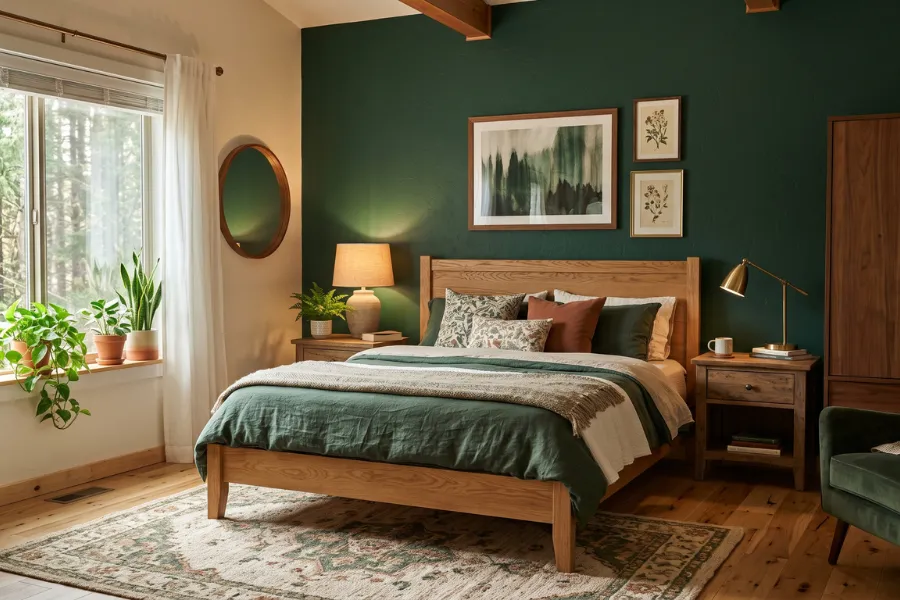 Forest green accent wall