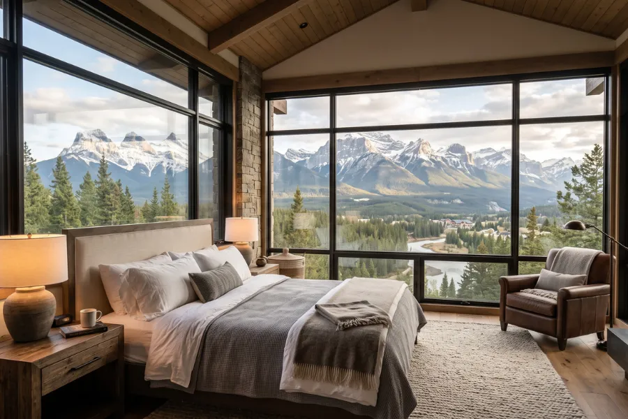 Large bedroom picture windows