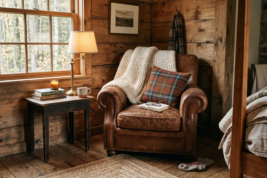 Leather accent bedroom chair