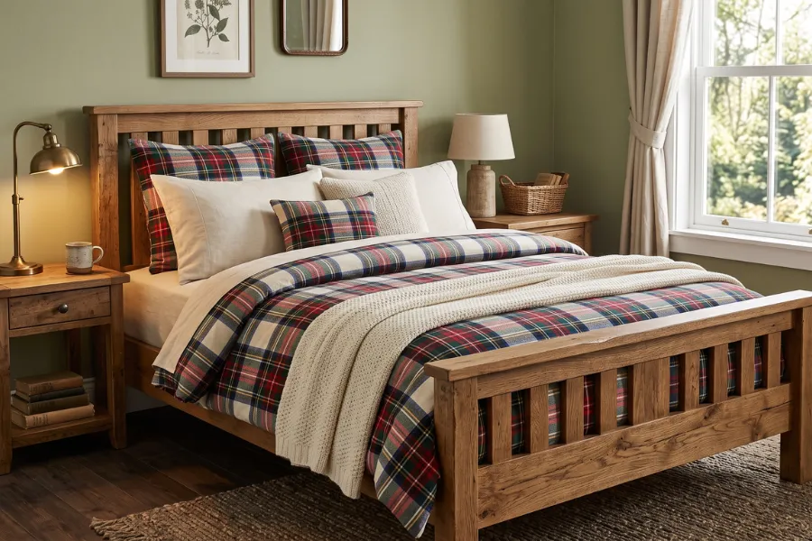 Plaid bedroom bedding style