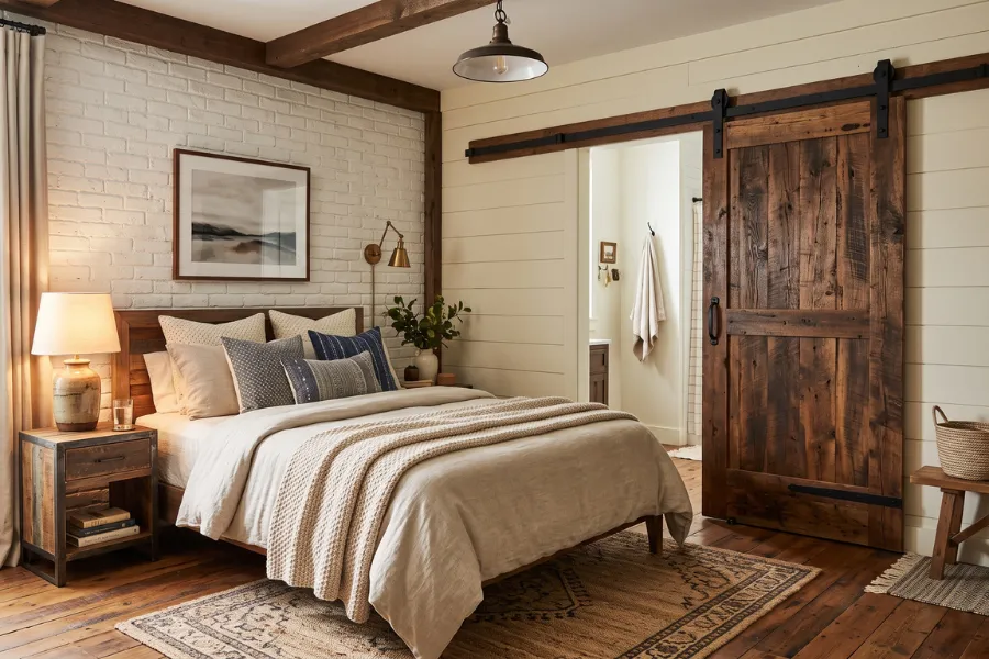Rustic bedroom barn door