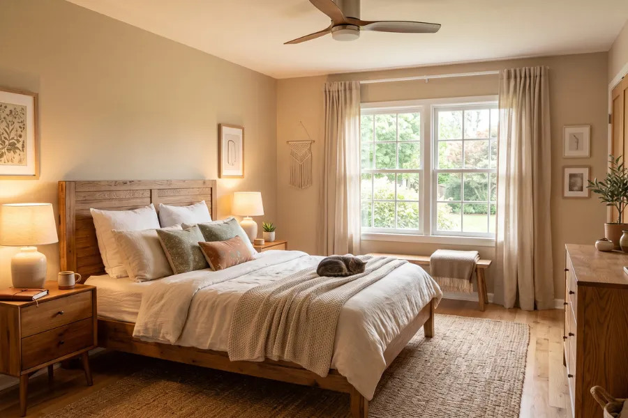 Warm beige bedroom color scheme