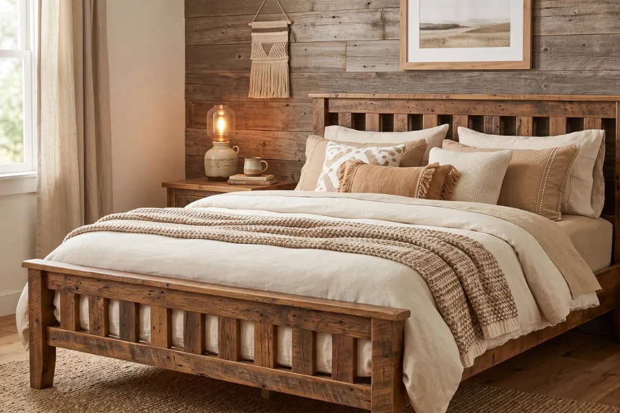Warm neutral bedroom bedding
