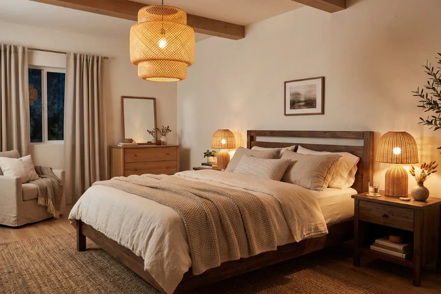 Bamboo bedroom lighting