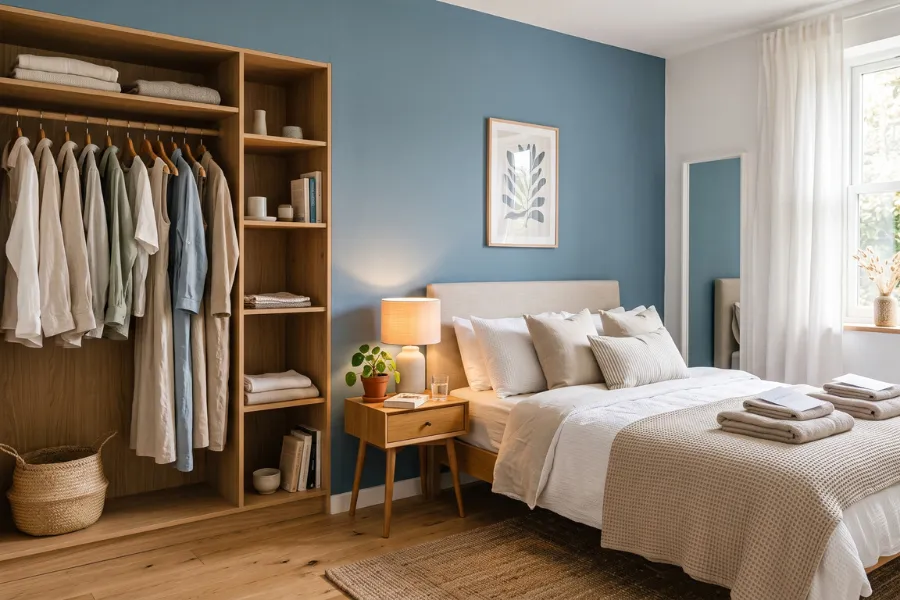 dusty blue closet
