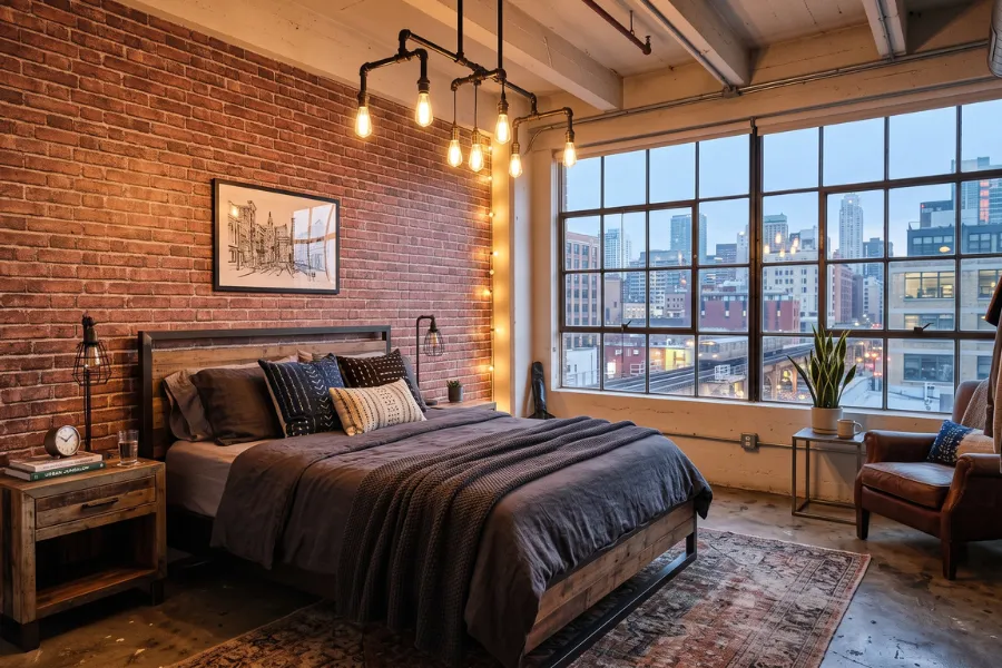 Brick wall wallpaper bedroom decor