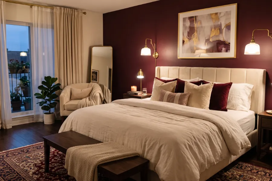 Burgundy accent wall