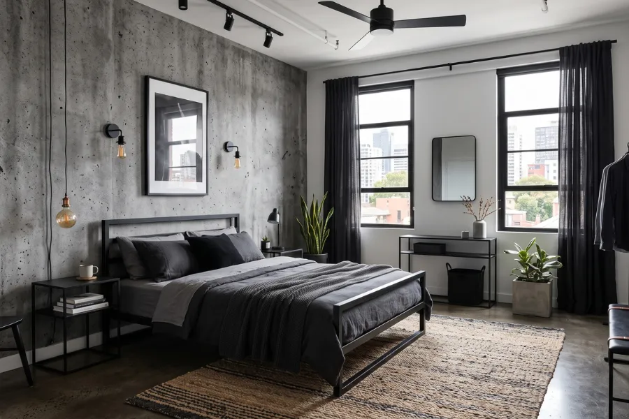 Concrete texture bedroom wallpaper