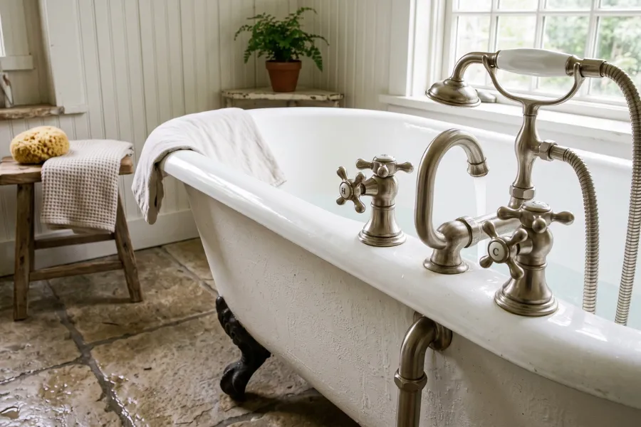 cottage bathroom timeless fixtures detail