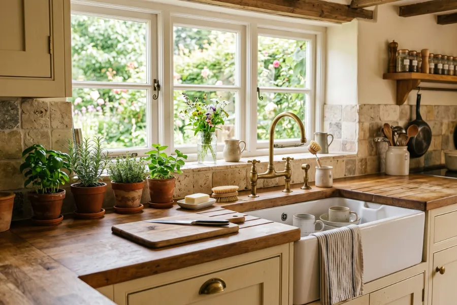 cottage kitchen natural materials look