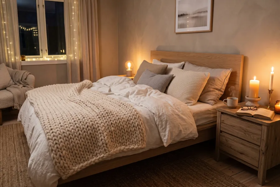 Cozy bedroom candles