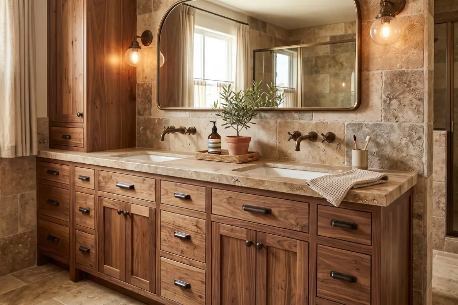 Craftsman bathroom bronze fixtures