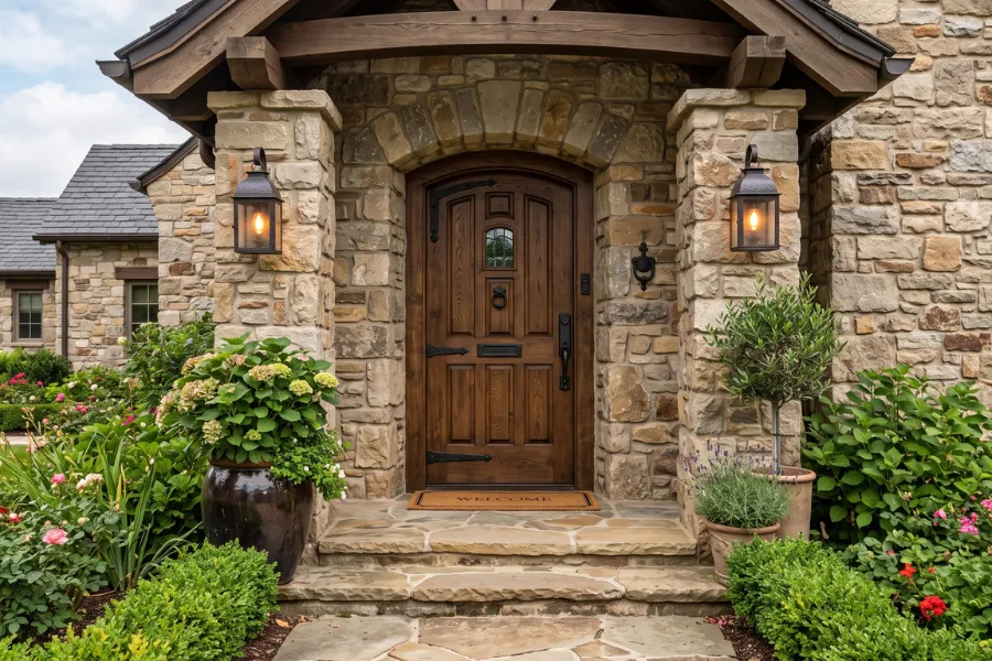 Craftsman entryway wood door