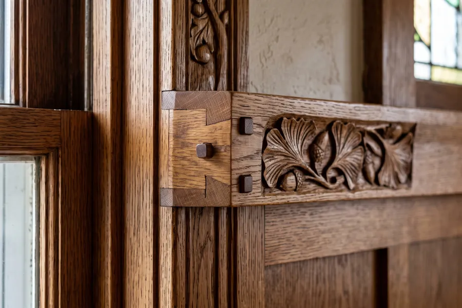 Hand carved wood detail